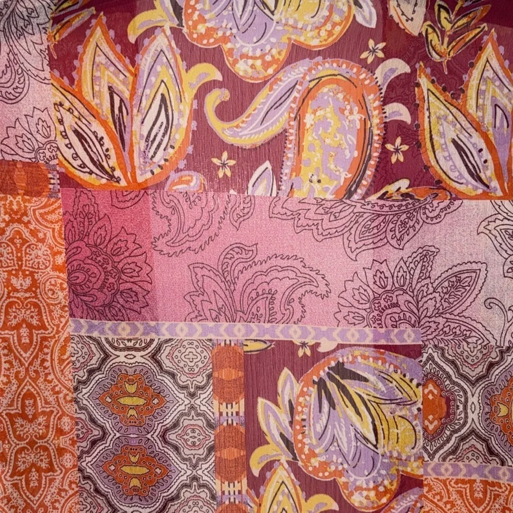 GEORGE BRAND BRIGHT COLORS KIMONO PINKS/ORANGE/PURPLE BELL SLEEVES WITH TIES